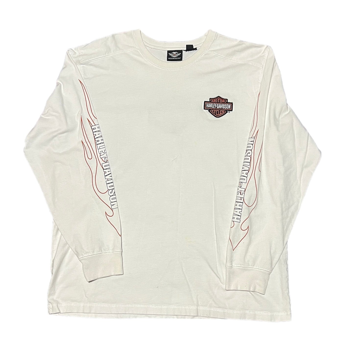 Harley Davidson Crewneck Sweatshirt White Double Sided Embroidered Size X-Large