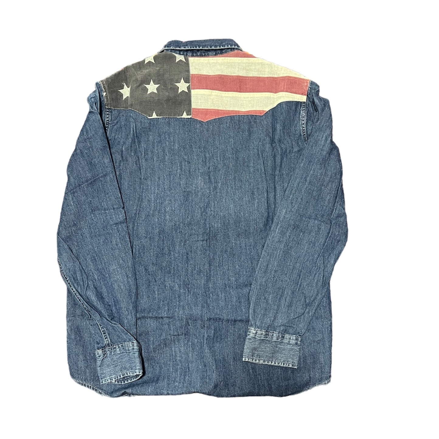 Denim Supply Ralph Lauren Polo Shirt Western Snap Thin Denim Botton Up Size X-Large