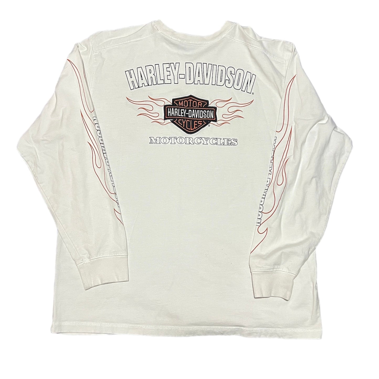 Harley Davidson Crewneck Sweatshirt White Double Sided Embroidered Size X-Large