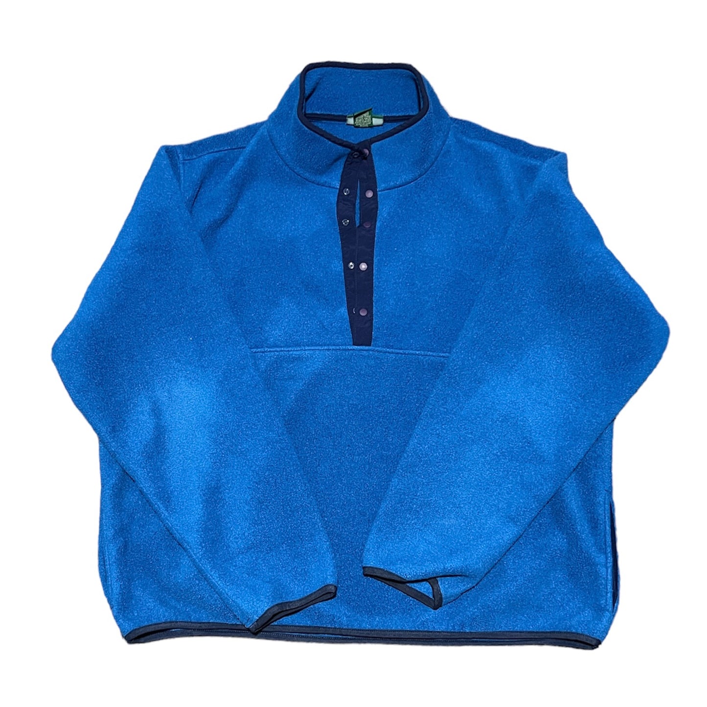 LL Bean Sweater Blue Snap Up Fleece Pullover Size 2XL