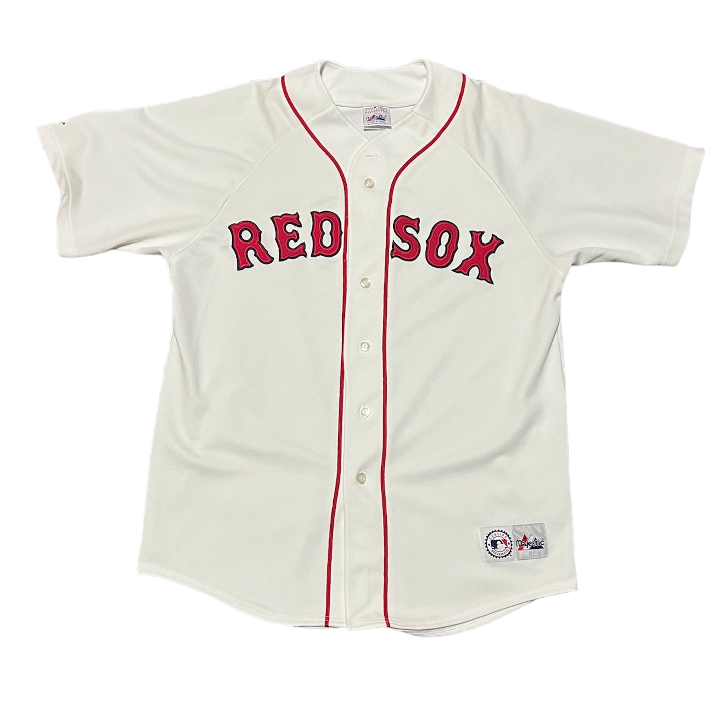 Boston Red Sox Majestic White Button Up Home Sewn Baseball Jersey Size Large
